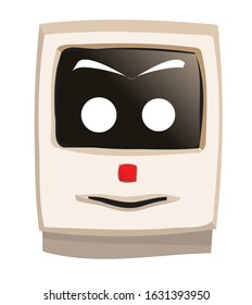 Early years desk top beige computer with smile face on a white background