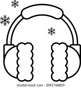 Concepto de Earmuff, diseño de iconos de la línea del vector de protección auditiva, símbolo de actividades de la temporada de invierno, signo del tiempo más frío, nieve y escarcha Ilustración de la reserva de hielo