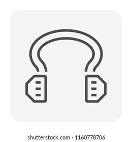 Earmuff vector icon. That workwear, safety tool or personal protective equipment(PPE) for safe, healthy of construction industrial worker. For reduction sound or protection or hear from noise. 64x64px