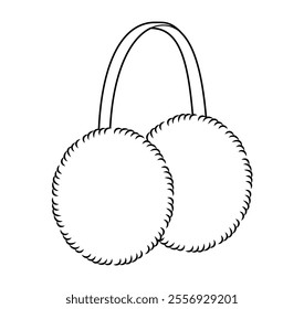 Earmuffs Fur Band Fashion head accessory clothing technical illustration garment. Vector Three-Quarter view for Men, women, unisex style flat template CAD mockup sketch outline on white background