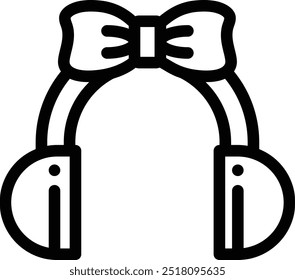 Icono de orejeras. Diseño De Estilo Lineal Delgado Aislado Sobre Fondo Blanco