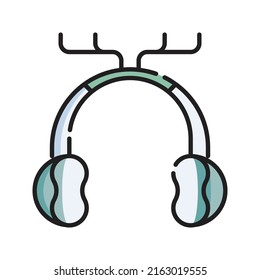 Earmuffs Icon Vector Illustration. Flat Outline Cartoon. Winter Sport Icon Concept Isolated Premium Vector
