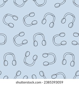 Earmuffs line art seamless pattern. Suitable for backgrounds, wallpapers, fabrics, textiles, wrapping papers, printed materials, and many more. Editable vector.