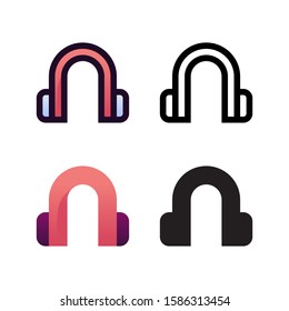 Earmuffs logo icon design in four style. Line, Glyph, Flat Gradient and Color Line style