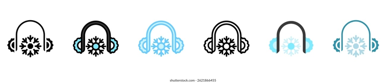 earmuffs multi style, mini illustration icon set. use for modern concept, print, UI, UX kit, web and app development. Vector EPS 10, related to winter, cold season.