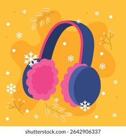 Earmuffs with snowflakes. Vector illustration