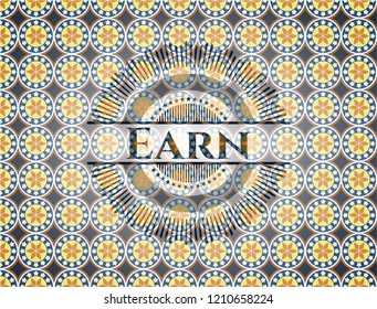 Earn arabesque style emblem. arabic decoration.