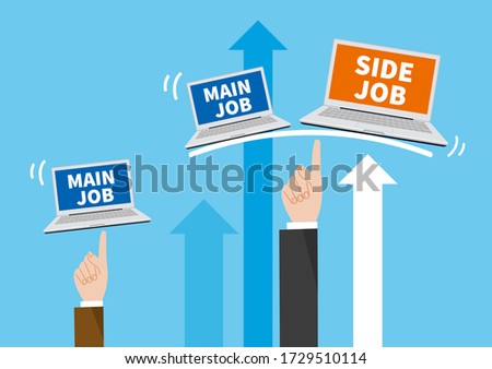Earn by side business image,vector illustration,blue background