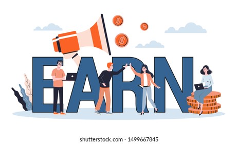 Earn concept banner. Idea of banking and personal budget. Economy and investment. Flat vector illustration