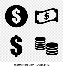 Earn icons set. set of 4 earn filled icons such as crown, money