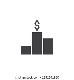 Earn money chart vector icon. filled flat sign for mobile concept and web design. Dollar statistics graph simple solid icon. Symbol, logo illustration. Pixel perfect vector graphics