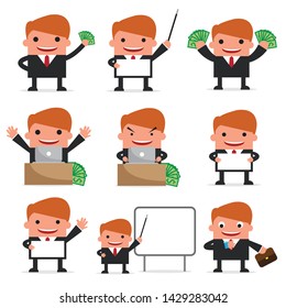 Earn money for extra income,Businessman working character design set, Vector design.