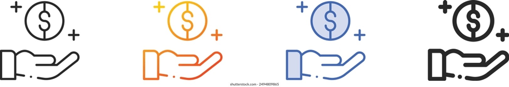 earn money icon.Thin Linear, Gradient, Blue Stroke and bold Style Design Isolated On White Background