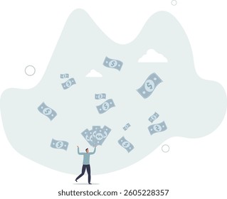 Earn money make profit from investment, savings, income or salary increase, get rich and earn more wealth concept.flat character life .