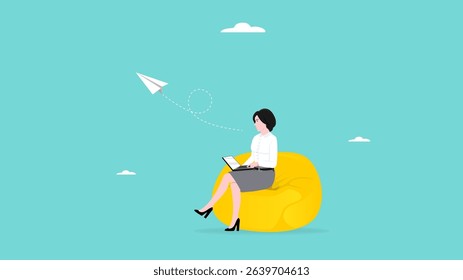 earn money from online business or work concept, work from home or freelancer, home office concept, studying , online work conference or meeting , woman working using a laptop on a sofa
