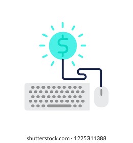 Earn money online flat vector icon.