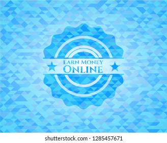 Earn Money Online light blue mosaic emblem