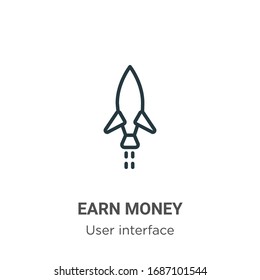 Icono vectorial de esquema de dinero. Icono de ganancia de dinero en línea delgada, ilustración de elemento simple vector plano del concepto de interfaz de usuario editable trazo aislado en fondo blanco