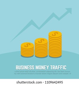 Earn Money statistic with coin icon vector illustration