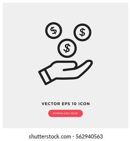 Earn Money Vector Icon, Salary Symbol. Modern, Simple Flat Vector Illustration For Web Site Or Mobile App