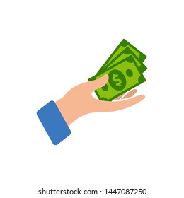 Earn money vector logo icon design. salary symbol design with hand illustration