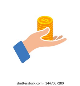 Earn money vector logo icon design. salary symbol design with hand illustration