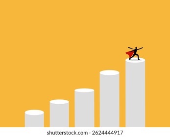 Earn more, The business hero at the top of the bar chart wants to grow continuously