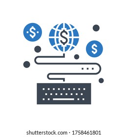 Earn On Related Vector Glyph Icon. Isolated on White Background. Vector Illustration.