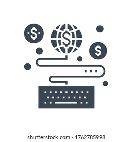 Earn On Related Vector Glyph Icon. Isolated on White Background. Vector Illustration.