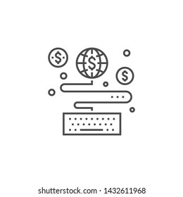 Earn Online Related Vector Thin Line Icon. Isolated on White Background. Editable Stroke. Vector Illustration.