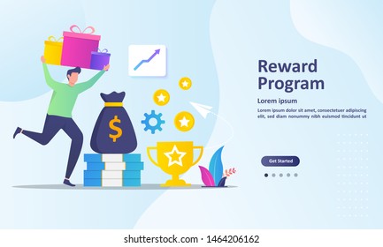 Earn Point Concept, Loyalty Program And Get Rewards, Suitable For Web Landing Page, Ui, Mobile App, Banner Template. Vector Illustration. 