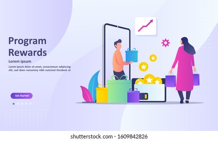 Earn Point concept, Loyalty program and get rewards, Suitable for web landing page, ui, mobile app, banner template. Vector Illustration. 