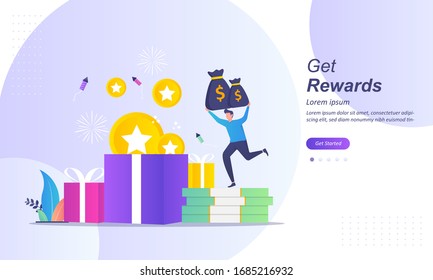 Earn Point concept, Loyalty program and get rewards, Suitable for web landing page, ui, mobile app, banner template. Vector Illustration. 