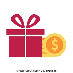 earn point, gift icon, gift symbol vector illustration