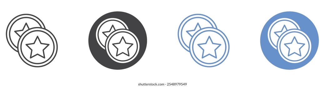 Earn point icon flat line symbol set.