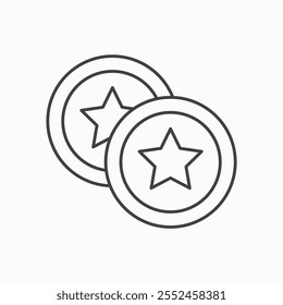 Earn point icon set in blackthin line style.