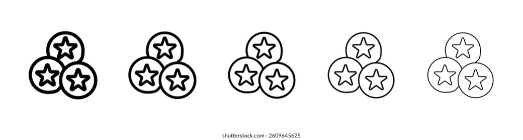 Earn point icons vectors set in different stroke lines