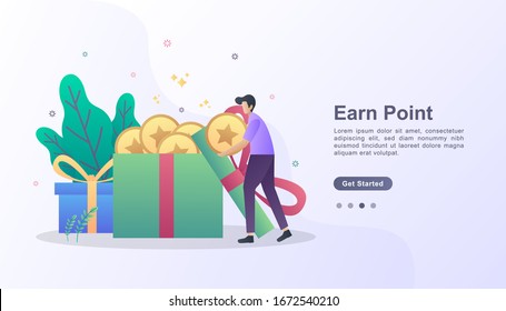 Earn Point Illustration Concept With Character