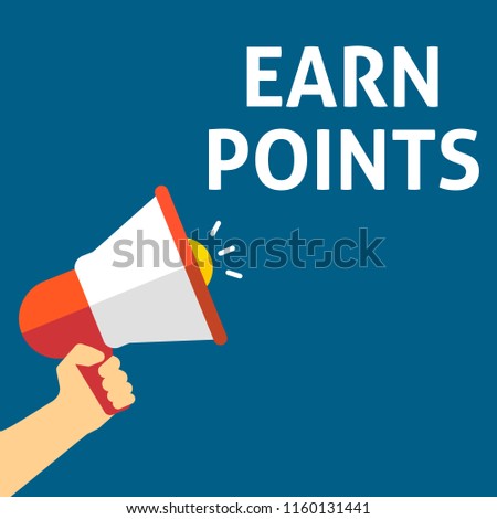 EARN POINTS Announcement. Hand Holding Megaphone With Speech Bubble. Flat Vector Illustration