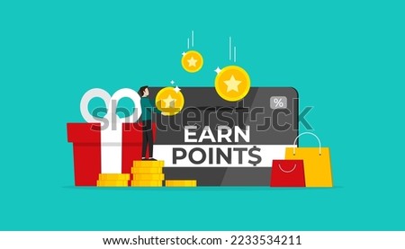 Earn points concept for loyal customers, Loyalty program and get rewards, Suitable for web landing page, ui, mobile app, banner template