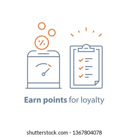 Earn Points, Loyalty Program, Donation Box,financial Security, Fund Raising, Vector Line Icon, Thin Stroke Illustration