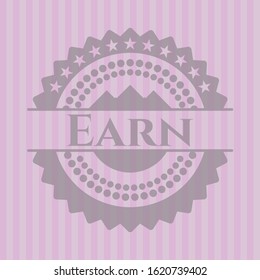 Earn realistic pink emblem. Vector Illustration. Detailed.