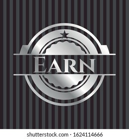 Earn silvery shiny emblem. Vector Illustration. Mosaic.