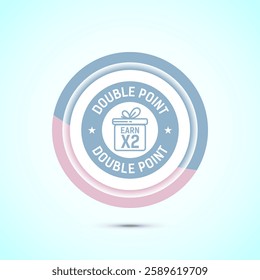 Earn x2 double point icon design illustration. Earn x2 sign symbol for promotion, Pastel color button design
