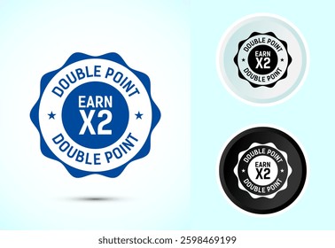 Earn x2 double point icon design illustration. Earn x2 sign symbol for promotion, Color black and white