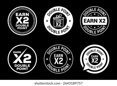 Ganhe x2 ícones de ponto duplo definir design. Ganhe o símbolo de sinal x2 para promoção de branco no plano de fundo preto