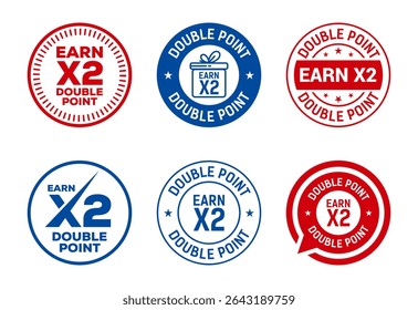 Ganar x2 iconos de doble punto de diseño de conjunto. Gana símbolo de signo x2 para la promoción