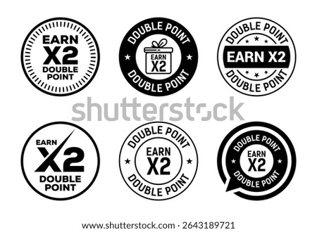 Earn x2 double point icons set design. Earn x2 sign symbol for promotion black on white background
