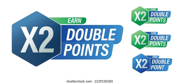 'earn x2, double points' stylish vector icon set, loyalty program abstract