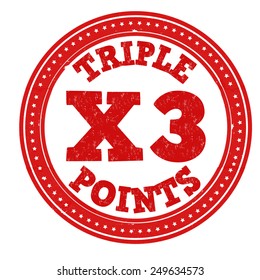 Earn x3 triple points grunge rubber stamp on white background, vector illustration